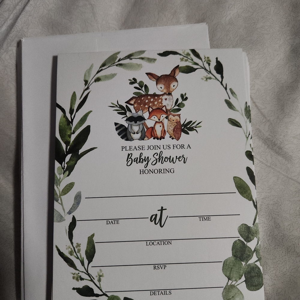 Woodland Baby Shower Invitations with Envelopes